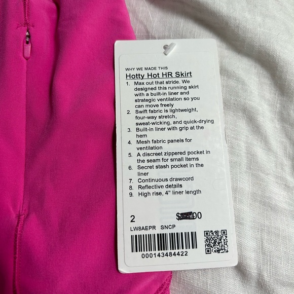 Brand New Lululemon Women’s Sonic Pink Hotty Hot HR Skirt - Picture 2 of 4